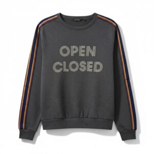 Antony Morato Charcoal Gray "Open Closed" Striped Sleeve Sweatshirt